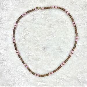 Vintage 90s Copper Pink Beaded Necklace